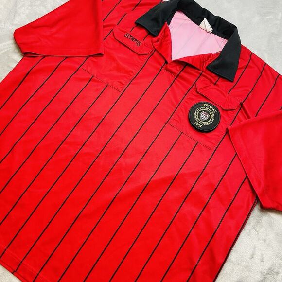 Vintage Olympus Soccer Referee Jersey 2012 Patch Size XXL Red Short Sleeve - Picture 1 of 9